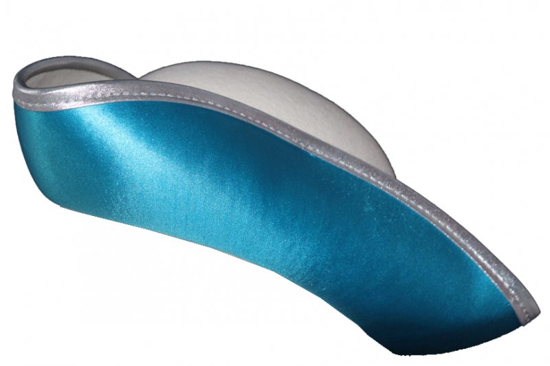 Dreispitz Modell Tanzgarde WEIß, angeliefertem Stoff 2farbig am Hutrand außen überziehen, Hutband