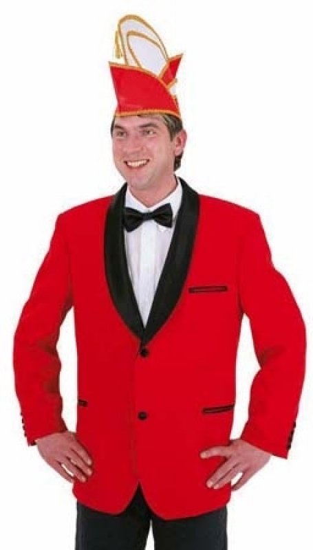 Elferratsjacke, rot mit schwarzem Satin-Schalkragen