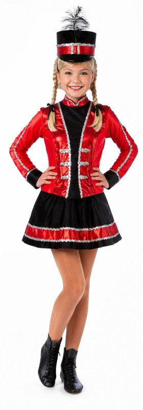 Gardekostüm EMILIA Rot-Schwarz Mariechenkostüm 2teilig, Rock und Jacke